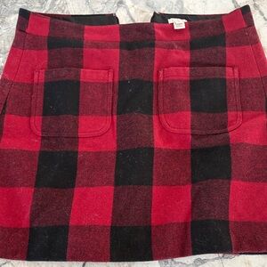 J. Crew Red and Black Buffalo Plaid Mini Skirt with Front Pockets